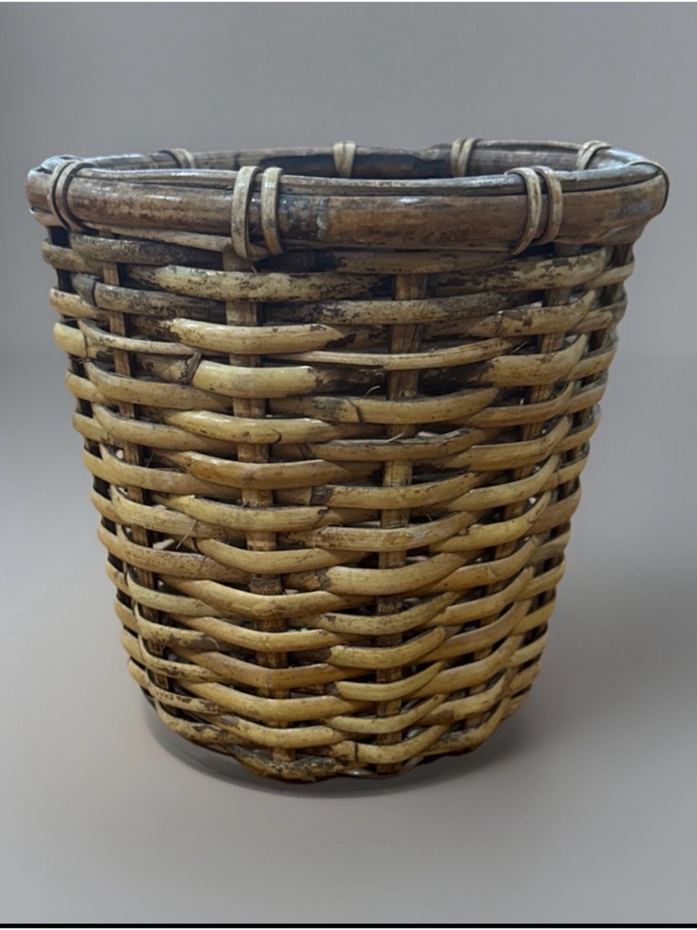 Vintage Woven Wicker Basket Rustic Boho Farmhouse Storage Planter Natural Rattan